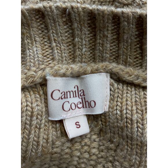 Camila Coelho 'Carmen' Beige Cropped Cable Crew Size S - Picture 4 of 5